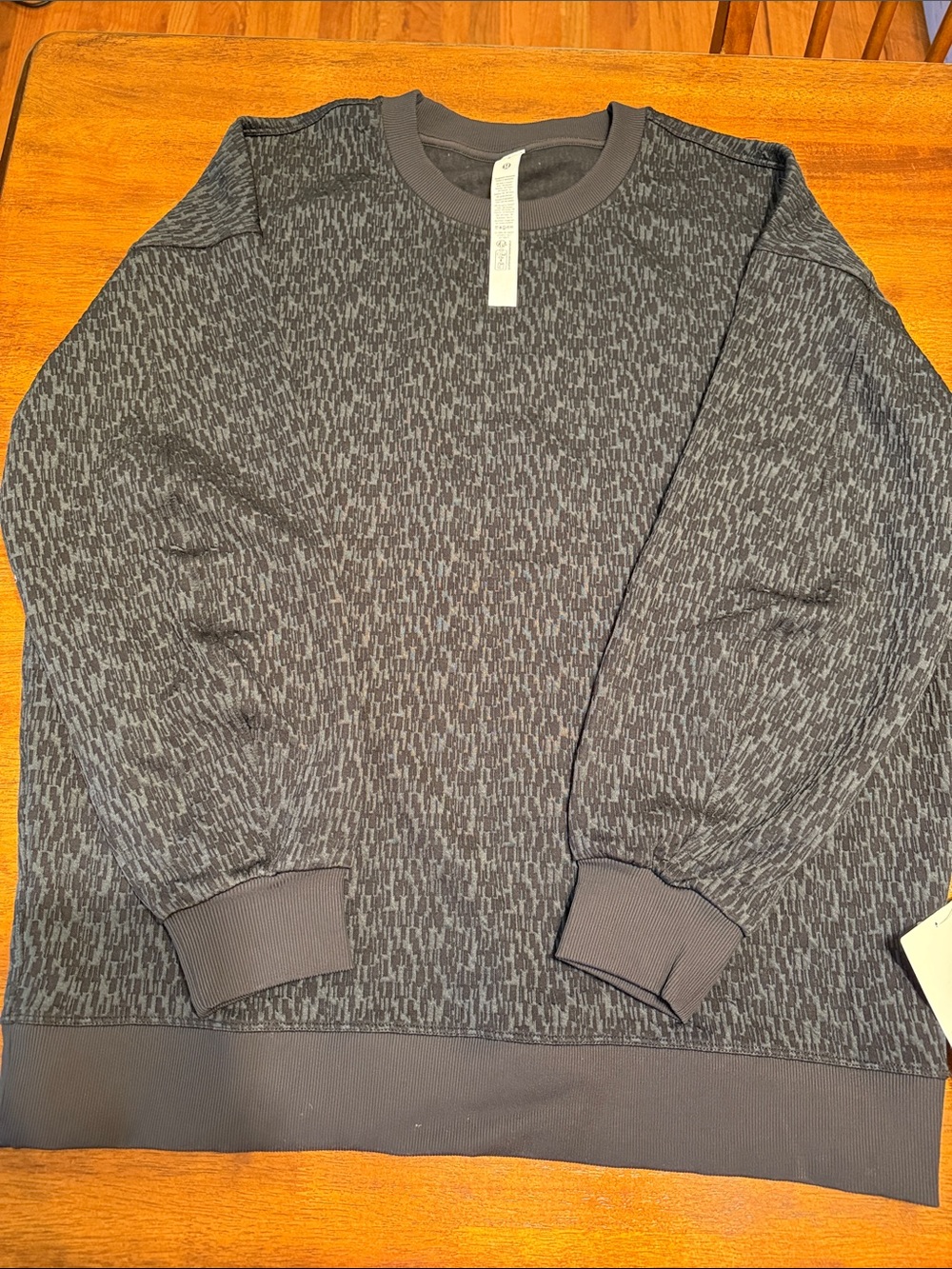 lululemon athletica size 8 Jacquard Dark Gray/Black Crewneck Sweatshirt NWT